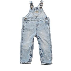 OshKosh B'gosh Girls Light Wash Denim Heart Print Overalls 18M 1R964610